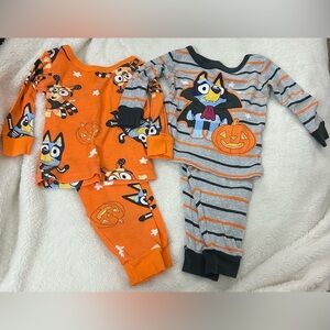 Bluey Cartoon Halloween Themed 18 month Toddler Kids Pajama 4 piece Set